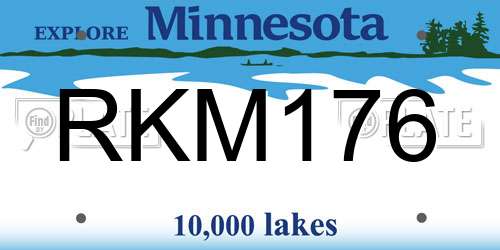 RKM176 Minnesota License Plate
