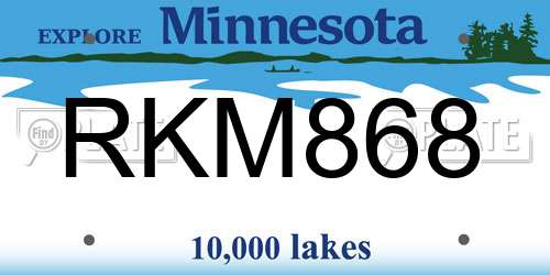RKM868 Minnesota License Plate