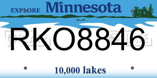 RKO8846 Minnesota License Plate