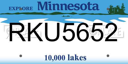 RKU5652 Minnesota License Plate