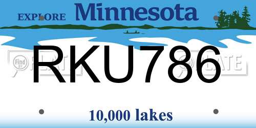 RKU786 Minnesota License Plate