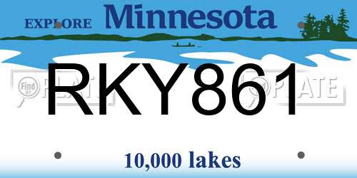 RKY861 Minnesota License Plate