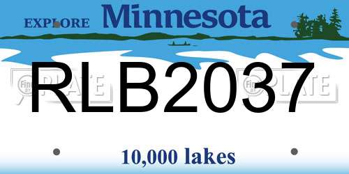 RLB2037 Minnesota License Plate