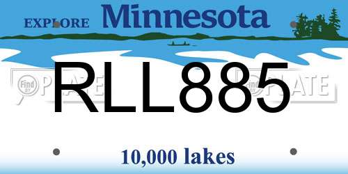 RLL885 Minnesota License Plate