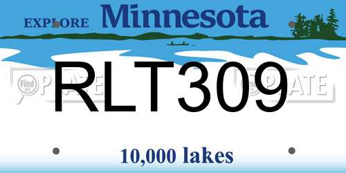 RLT309 Minnesota License Plate