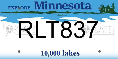 RLT837 Minnesota License Plate