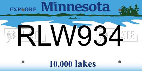 RLW934 Minnesota License Plate