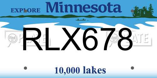 RLX678 Minnesota License Plate