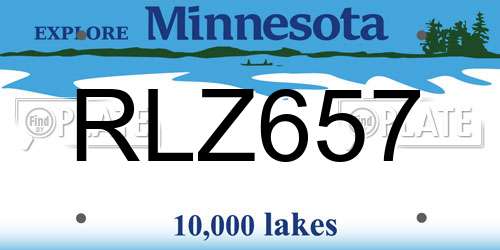 RLZ657 Minnesota License Plate