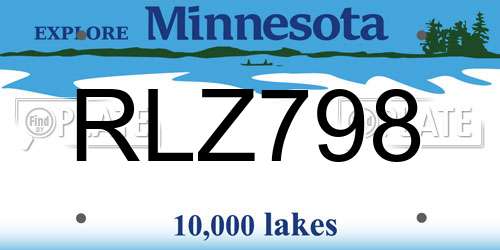 RLZ798 Minnesota License Plate