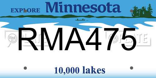 RMA475 Minnesota License Plate