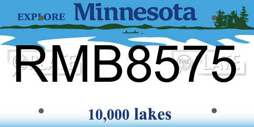 RMB8575 Minnesota License Plate