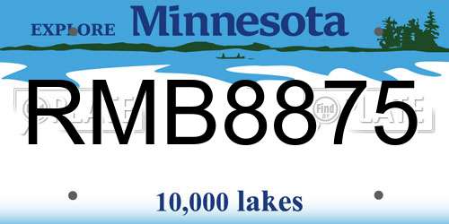 RMB8875 Minnesota License Plate