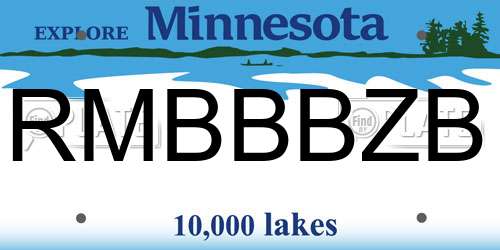 RMBBBZB Minnesota License Plate