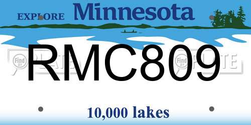 RMC809 Minnesota License Plate
