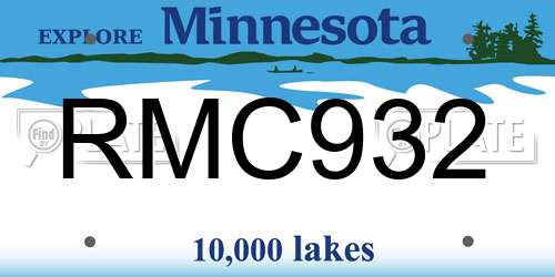 RMC932 Minnesota License Plate