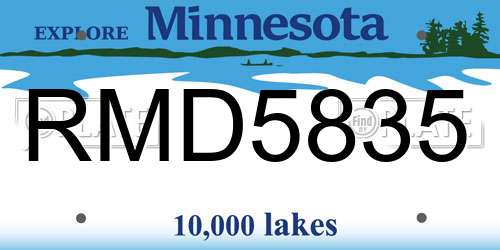 RMD5835 Minnesota License Plate
