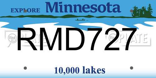 RMD727 Minnesota License Plate