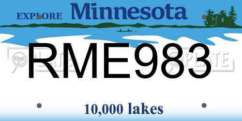 RME983 Minnesota License Plate