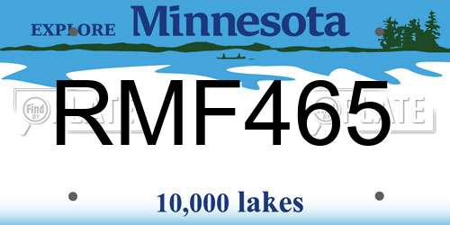 RMF465 Minnesota License Plate