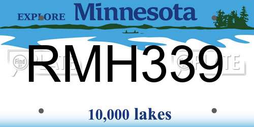 RMH339 Minnesota License Plate