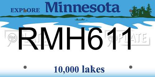 RMH611 Minnesota License Plate