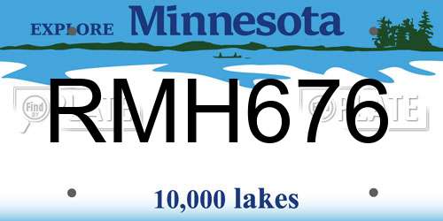 RMH676 Minnesota License Plate