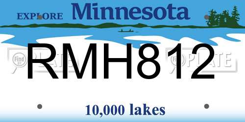 RMH812 Minnesota License Plate