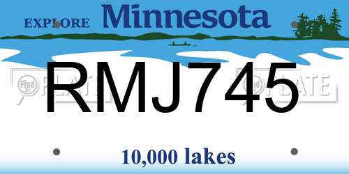 RMJ745 Minnesota License Plate
