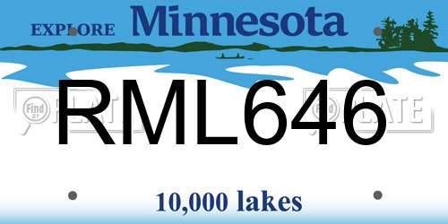 RML646 Minnesota License Plate