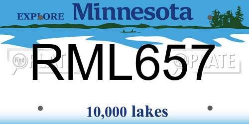 RML657 Minnesota License Plate