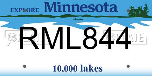 RML844 Minnesota License Plate