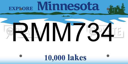 RMM734 Minnesota License Plate