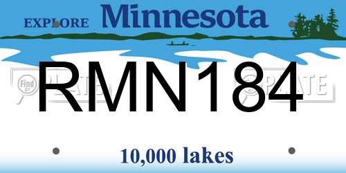 RMN184 Minnesota License Plate