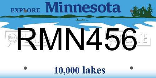 RMN456 Minnesota License Plate