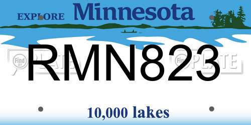 RMN823 Minnesota License Plate