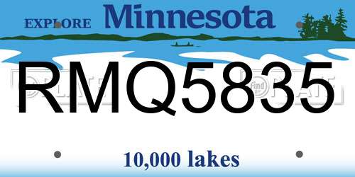 RMQ5835 Minnesota License Plate
