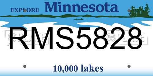 RMS5828 Minnesota License Plate