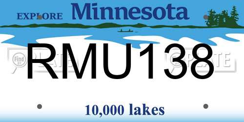 RMU138 Minnesota License Plate