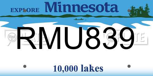 RMU839 Minnesota License Plate