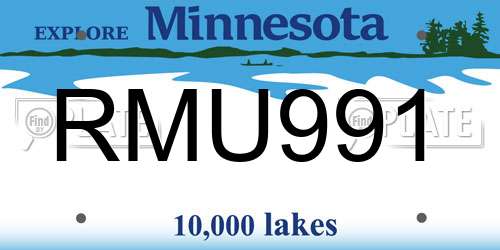 RMU991 Minnesota License Plate