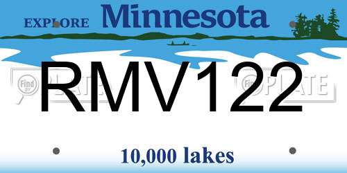 RMV122 Minnesota License Plate