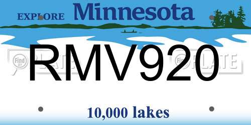 RMV920 Minnesota License Plate