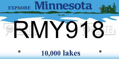 RMY918 Minnesota License Plate