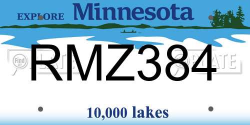 RMZ384 Minnesota License Plate