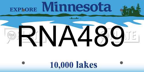 RNA489 Minnesota License Plate