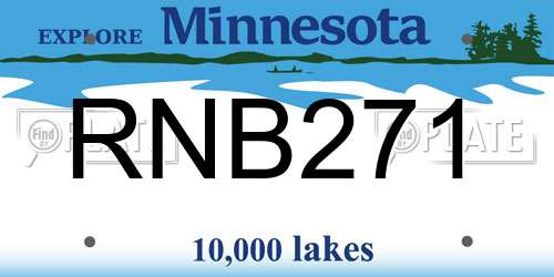 RNB271 Minnesota License Plate