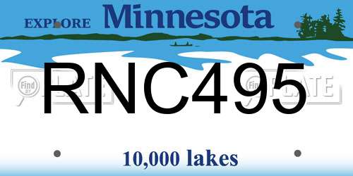 RNC495 Minnesota License Plate
