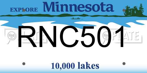 RNC501 Minnesota License Plate