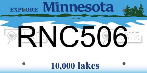 RNC506 Minnesota License Plate